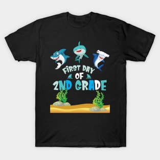 First Day Of 2nd Grade Sharks Students Happy Back To School First Day Of School T-Shirt